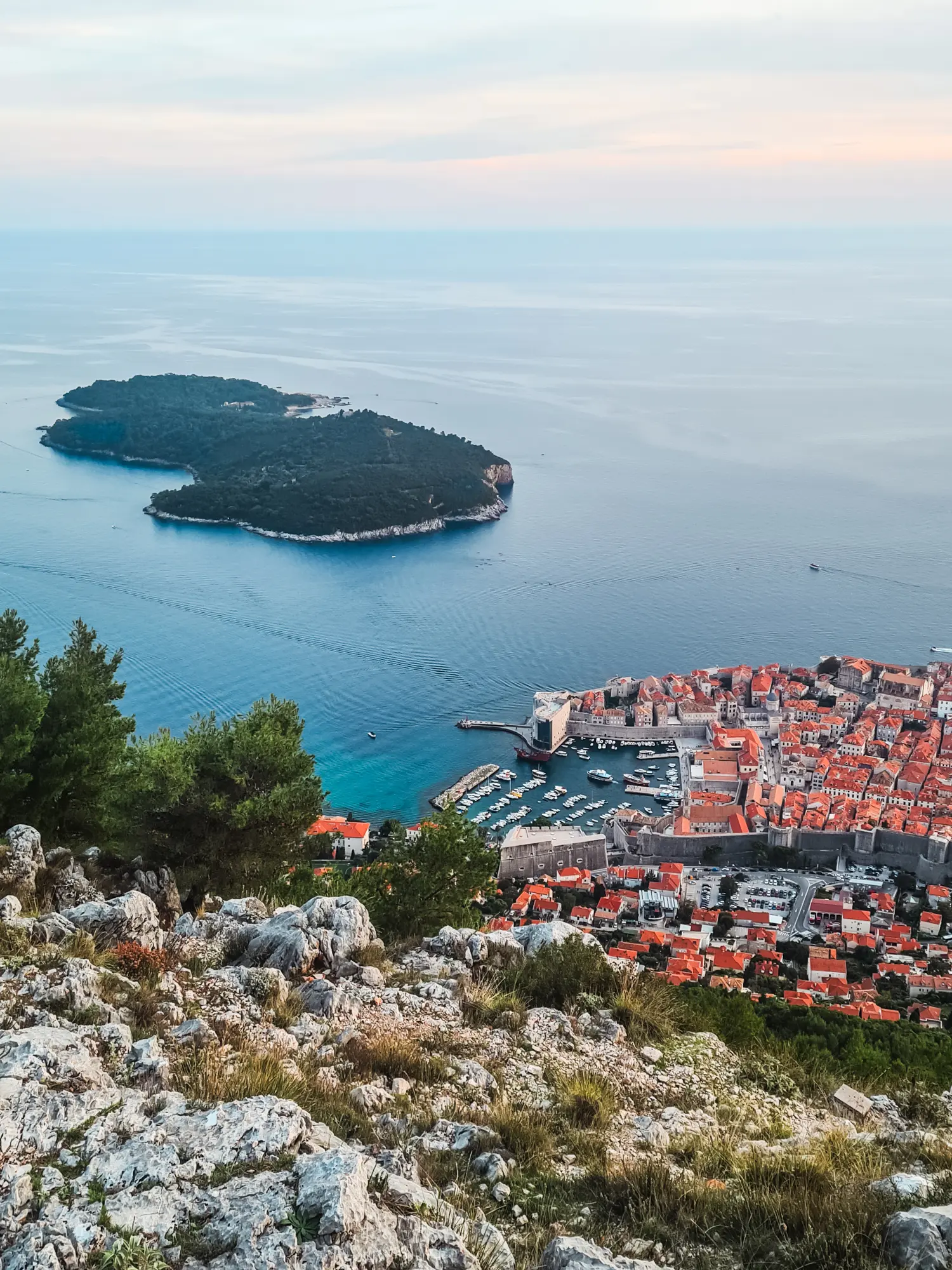 Old Town, Lokrum Island and the Adriatic from Mount Srđ