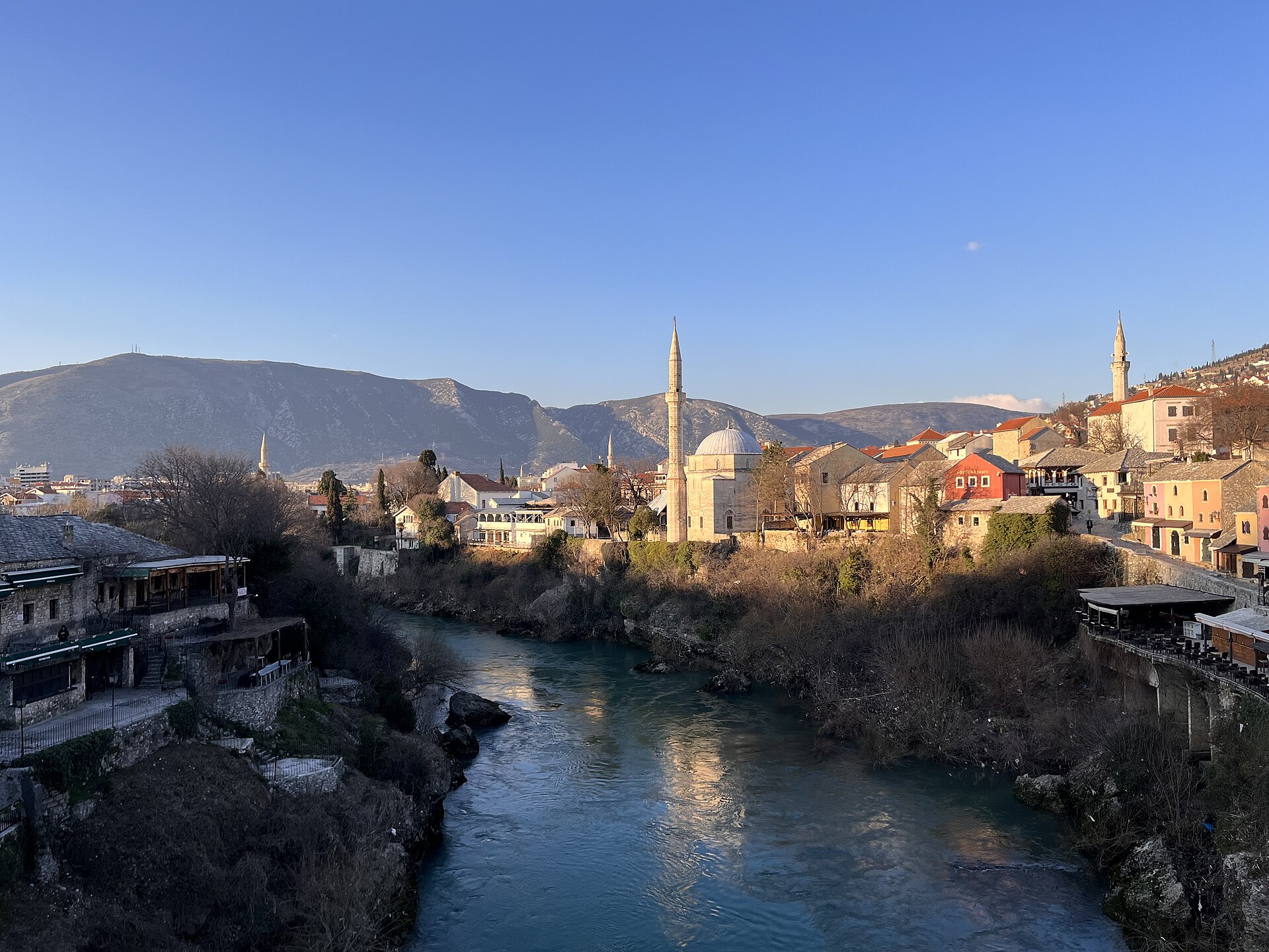 The Neretva river and historic Mostar riverside