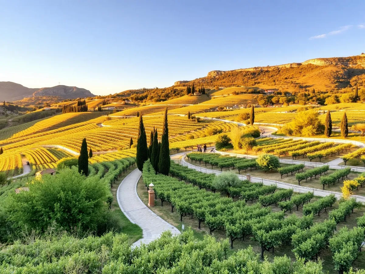 Cypress trees and vineyards in the Konavle valley